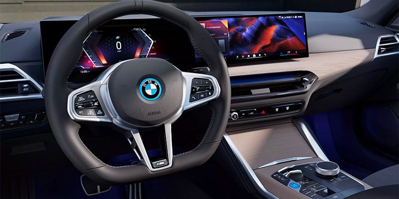 The steering column on the 2025 BMW i4 in Berkeley, CA