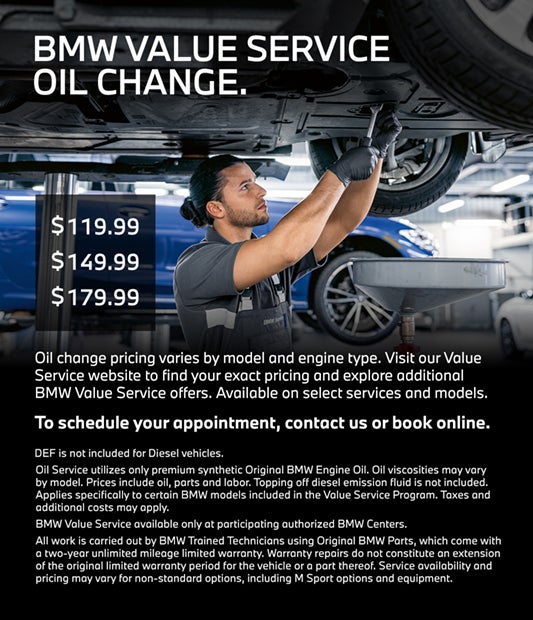 BMW VALUE SERVICE OIL CHANGE